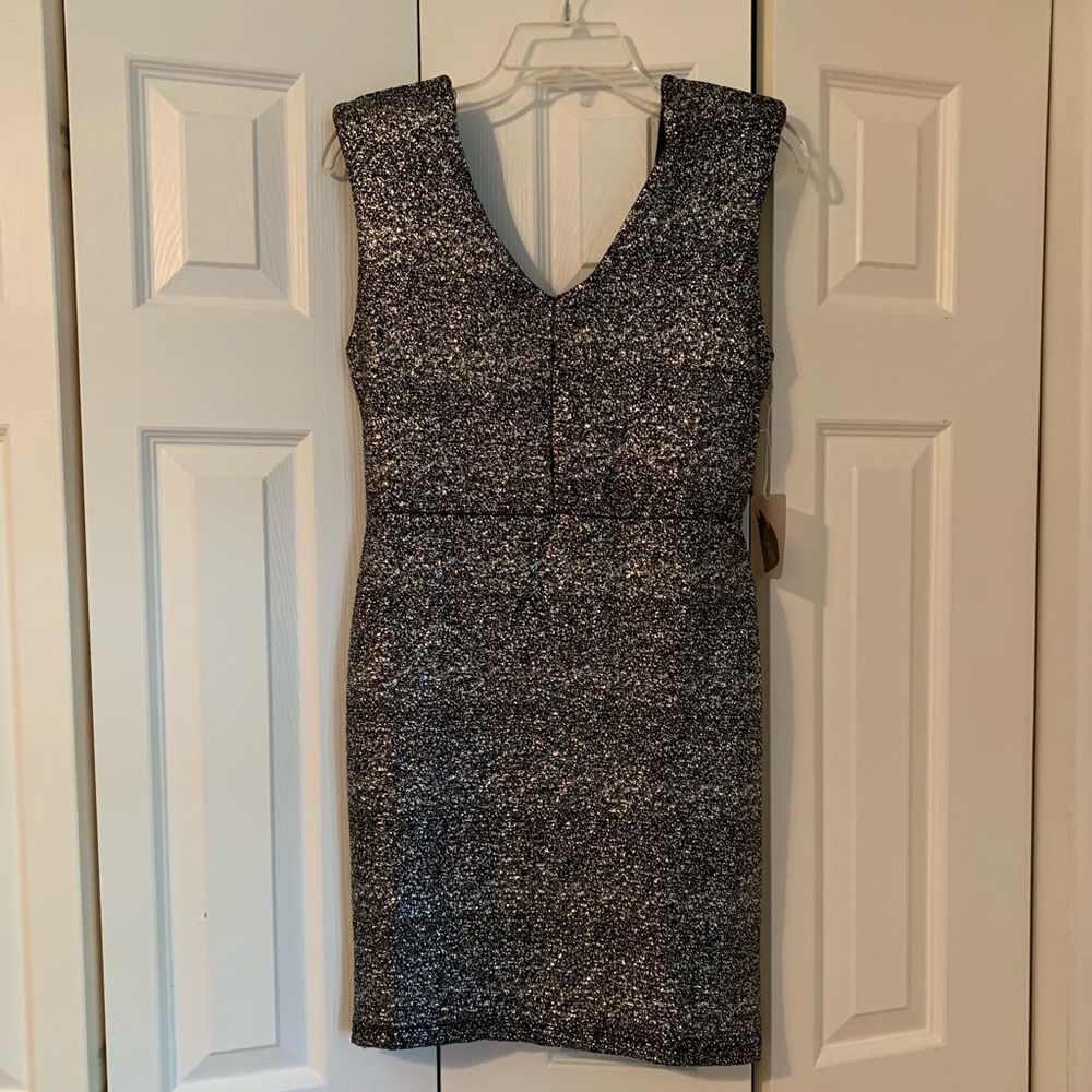 Bodycon silver sparkle mini dress